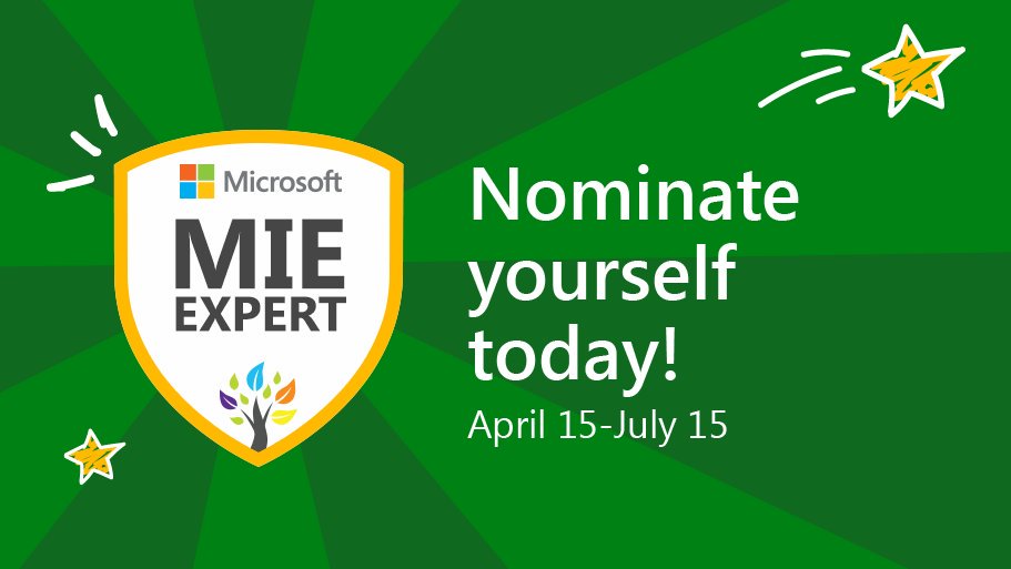 Think you’d make a great MIE Expert? Nominate yourself for the 2017-2018 MIEE Class intake. Learn more at msft.social/ZYmiVW
