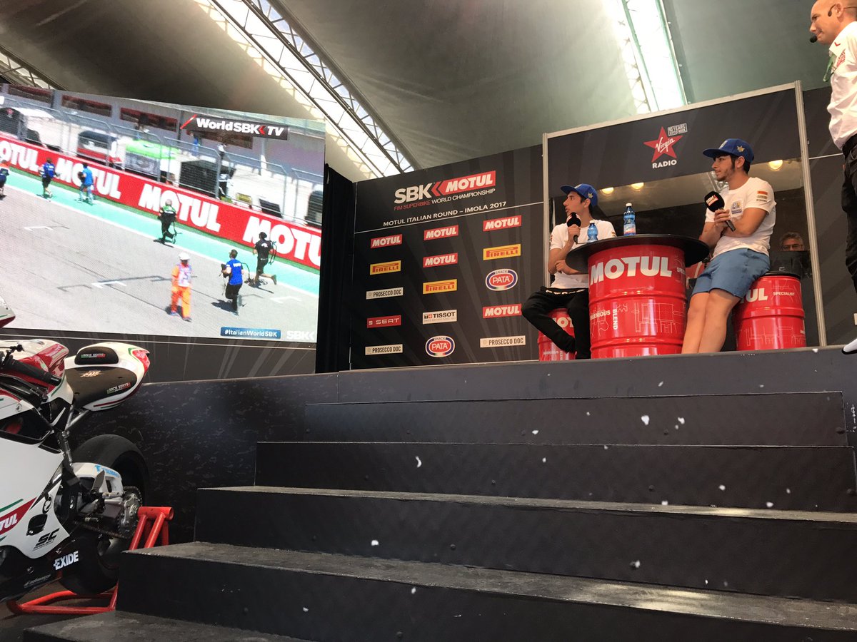 gpproject_team's tweet photo. #ImolaWorldSBK i piloti del 3570 #madeinCIV #WorldSSP300 a commentare la #WorldSSP #talentiazzurri https://t.co/bBdI3mgoVN