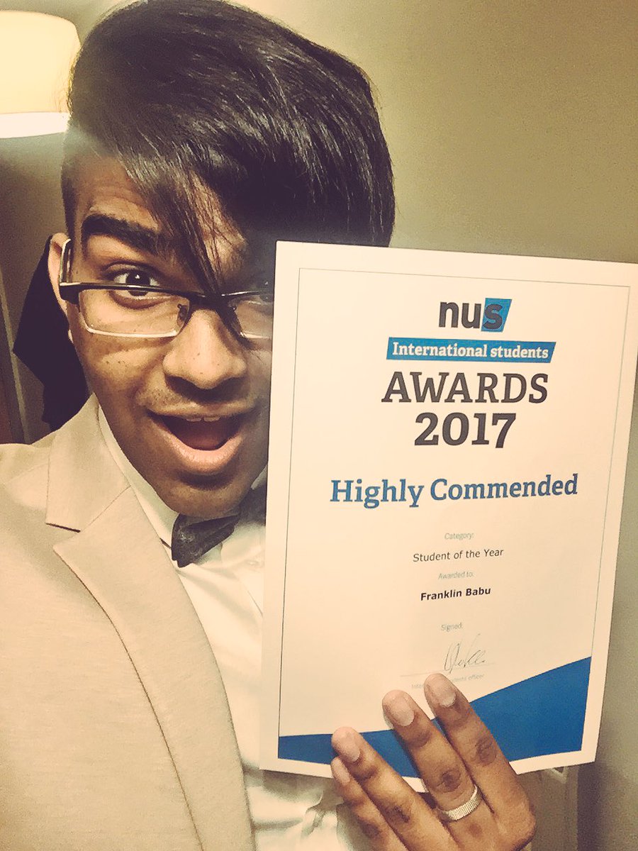 franklinjb96's tweet photo. INTERNATIONAL STUDENT OF THE YEAR 2017(runner up) soo thankful. #NUSISC17 @leedsbeckett @UniWestScotland #NUSSections17 #WeAreInternational https://t.co/FrmZWlXvSd