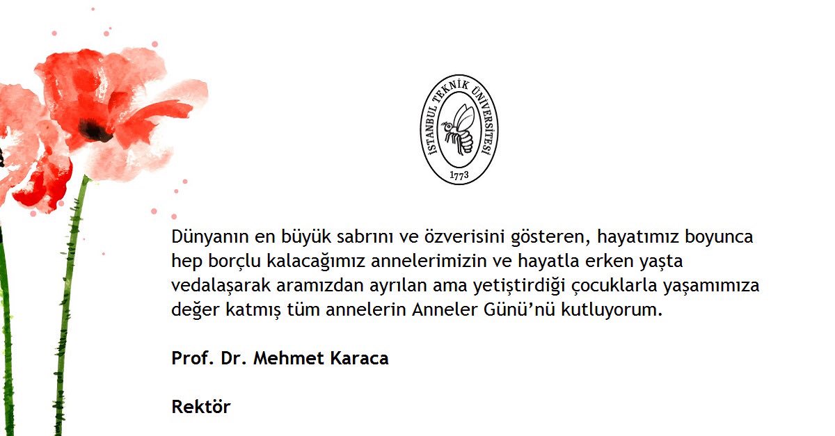 itu1773's tweet photo. Tüm annelerin Anneler Günü'nü kutlarız. #itu1773 #annelergunu https://t.co/zXEH6mc3au