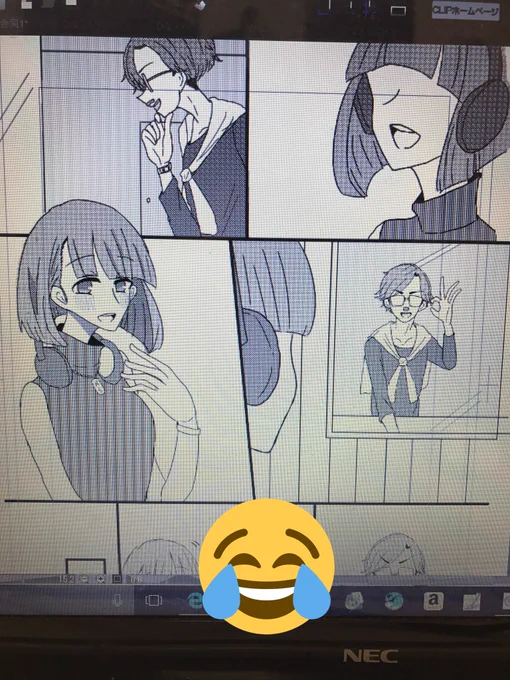 ひなスミ合同のお原稿まだペン入れ全部終わってないけどトーンというものを貼って見たくてちょっとやってみたら一気に漫画っぽくなって感動してる 