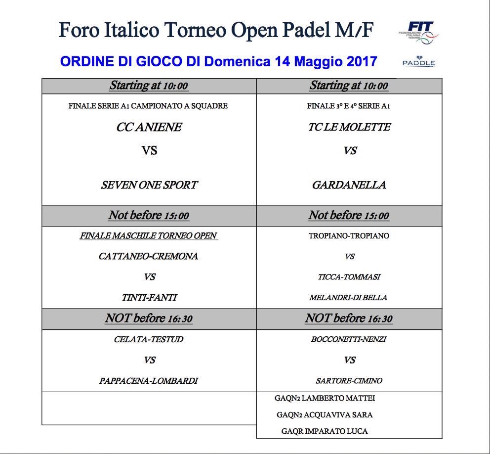 comitatopaddle's tweet image. #ibi17 #paddle oggi dalle ore 10,00 al #ForoItalico finali campionato italiano a squadre serie A1 e tornei open maschile e femminile