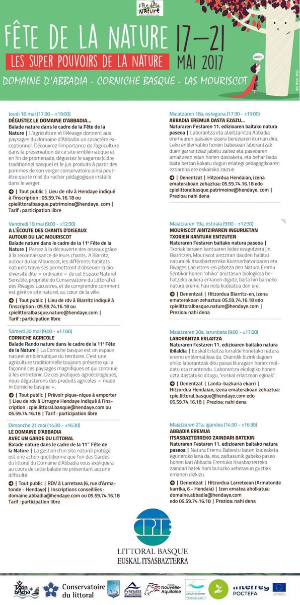 cpielitobask's tweet photo. Evènement national, la FÊTE DE LA NATURE aura lieu du 17 au 21 mai https://t.co/7qOobAKVUR