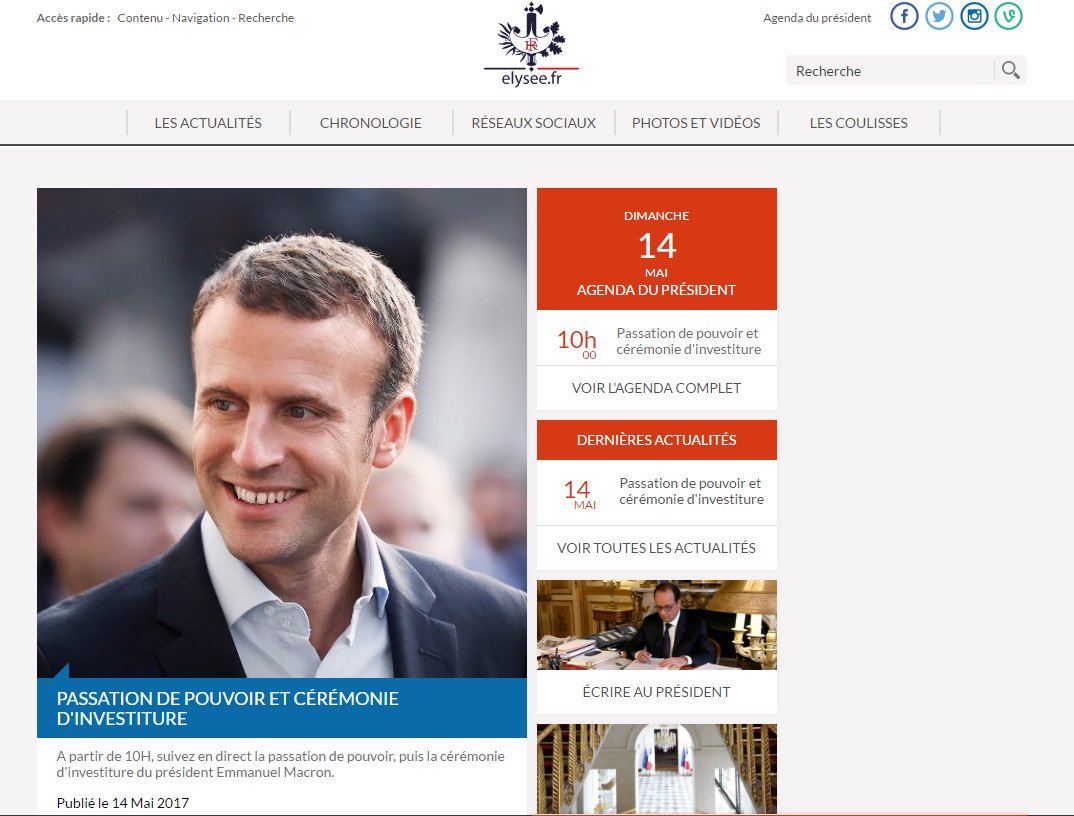 nathalieniel's tweet photo. Le site Web de l'@Elysee modifié #passationdepouvoir #PresidentMacron https://t.co/tQKwCiqPJE