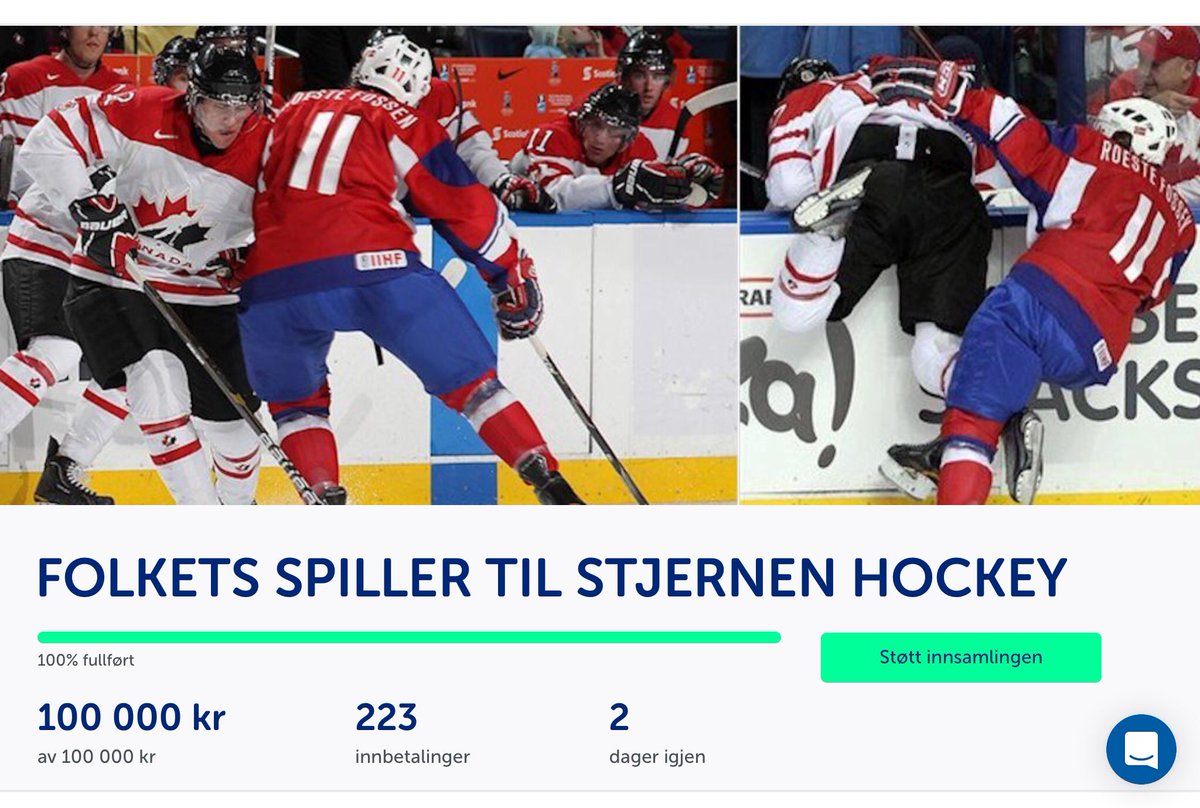 StjernenElite's tweet photo. For en by, for et lag, for noen supportere. Målet ble i skrivende stund nådd i Folkets spiller aksjonen. Takk for bidragene. 
#2hockey https://t.co/Dqa94h6x8U