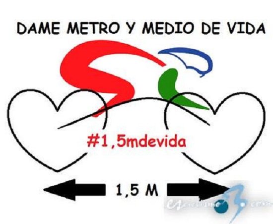 DGTes's tweet photo. La #carretera no es solo para 4 ruedas. Adelanta #ciclistas con seguridad, mantén #distancia lateral mínima 1,5 m y #PásateDeLaRaya 🚴‍ https://t.co/ZjyamuZtH8