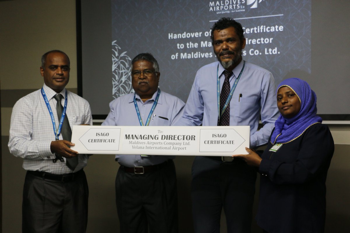 MACLmedia's tweet photo. Official Handover ceremony of  IATA Safety Audit for Ground Operations (ISAGO) certificate to MACL Managing Director https://t.co/2aaZqtXbSp