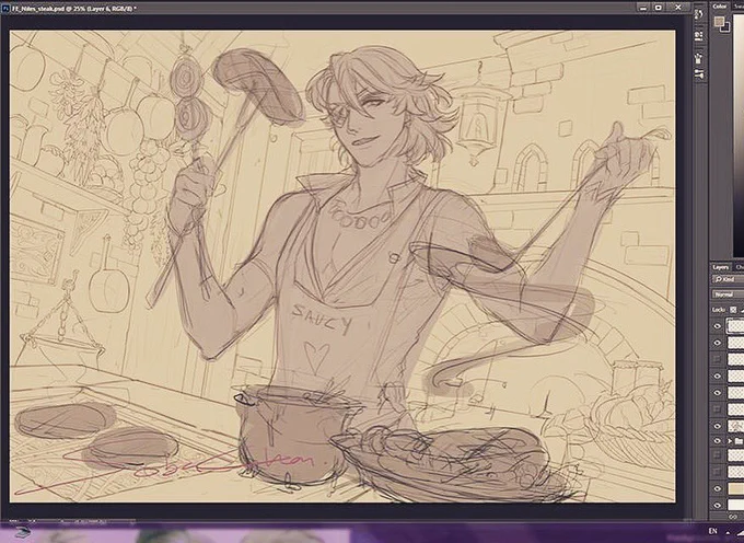 One day I sat down and had the spark of inspiration to do a FE:Fates Hot men can cook collection #Niles #FEFates 