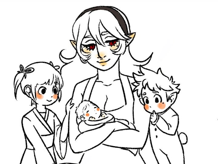 A little mother's day doodle, featuring 4/5ths of the green fam ;; 
( that's baby Naoki. Tiny shrub)