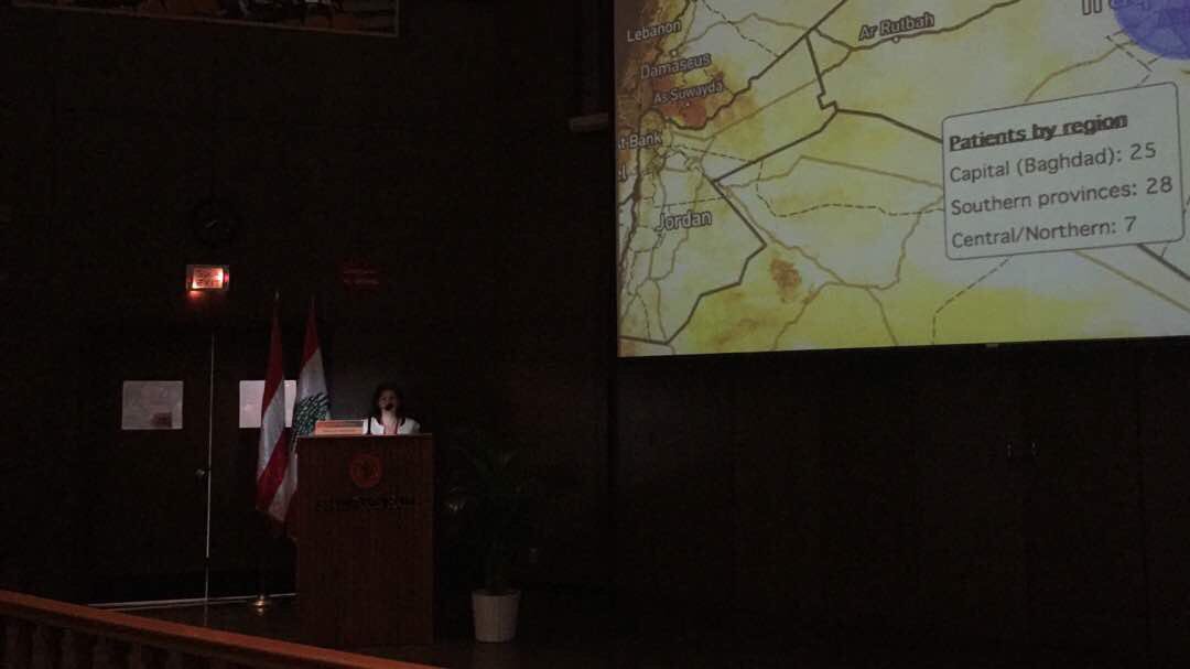 dmukherji's tweet photo. #MEMA2017 @mac_skelton @NagiSaghir @CME_AUBMC presenting data on patients with cancer from Iraq seeking care @AUBMC_Official https://t.co/HKInSIbRtc