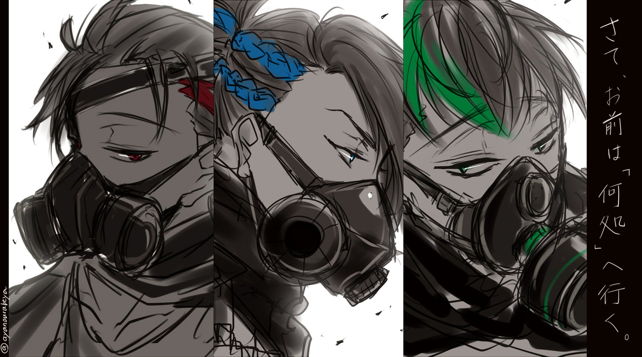 あや on Twitter " ガスマスク松 一枚に出来なかったので兄と弟で分けました。 ちなみに…カラが何らかの