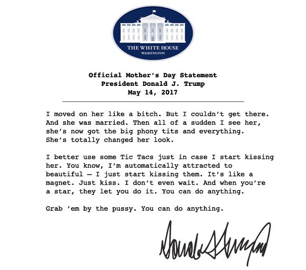 Official White House Statement on Mother's Day
