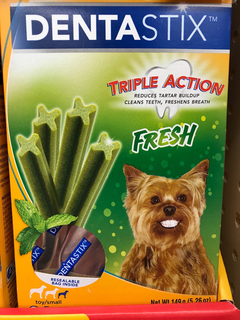Wow. Dentastix apparently gives dogs people teeth.