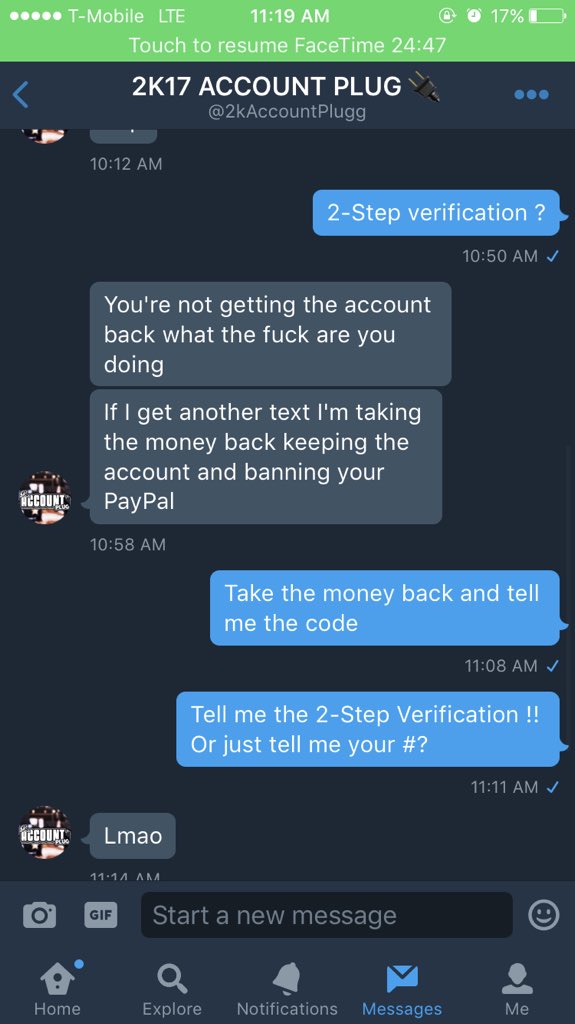 ColbyRegginald's tweet photo. @2kAccountPlugg Who's the scammer?? https://t.co/IH3NhqmmtY