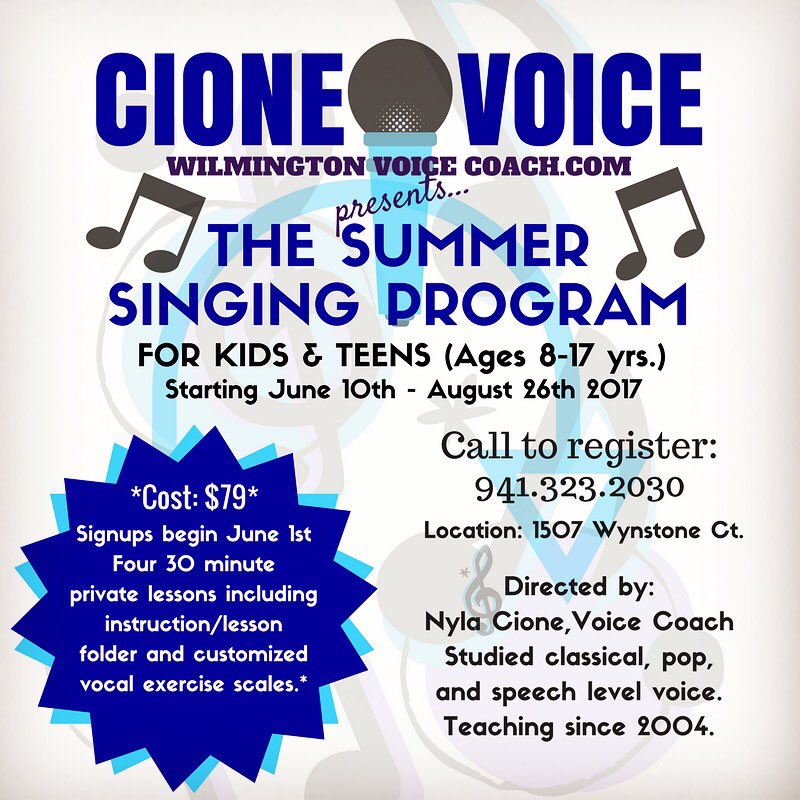 SingWilmington's tweet photo. Early registration is open. https://t.co/N7PWMxjj7h #singing #lessons #kids #teens #summer #program #wilmingtonnc #ilm https://t.co/7QpQdkohrx