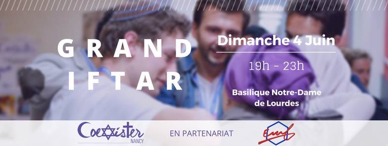 CoexisterNancy's tweet photo. En partenariat avec #EMFNancy ! Nous partagerons un iftar à l'occasion de la rupture du jeûne pendant le Ramadan.
#interconvictionnel #Nancy https://t.co/o1oy054Tdj