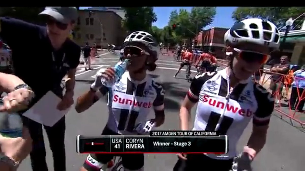 VIDEO: <a href="/CorynRivera/">Coryn Labecki</a> sprints to victory, VanDerBreggen comes within 1 second on GC to Katie Hall @AmgenTOC youtu.be/EdlGv3Qp8ZA