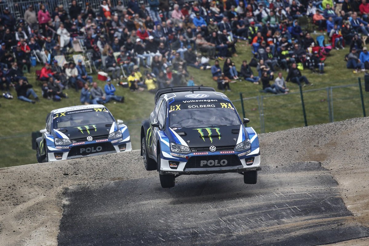 Petter_Solberg's tweet photo. BREAKING NEWS: Petter takes his first podium of the season with 3rd, and @JohanKMS88 takes the 1st win for PSRX Volkswagen Sweden! https://t.co/mzavewPFmg
