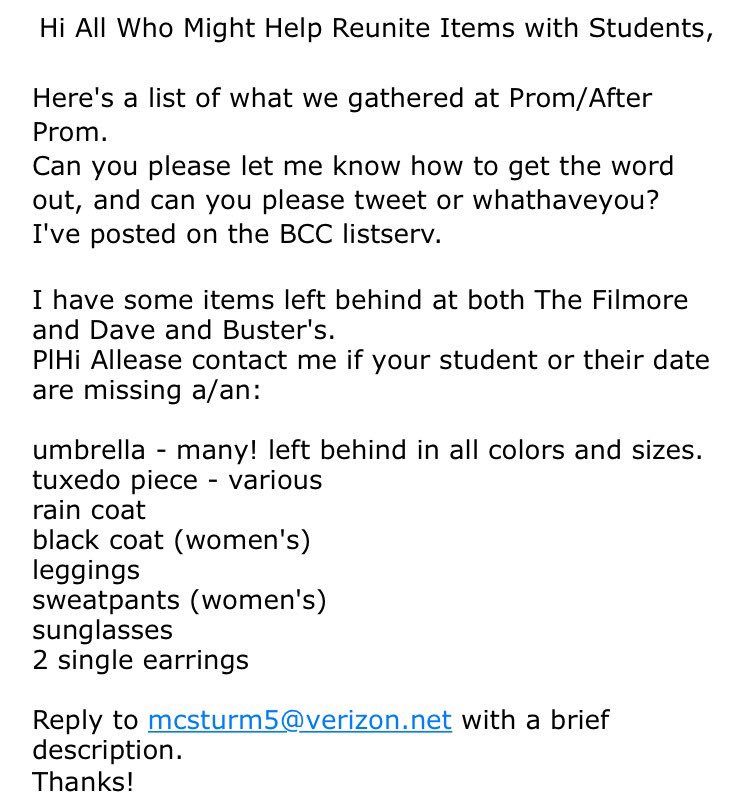 BCCSGA's tweet photo. Did you leave something behind at Prom? @Barons_17 https://t.co/gaxfJ43kft