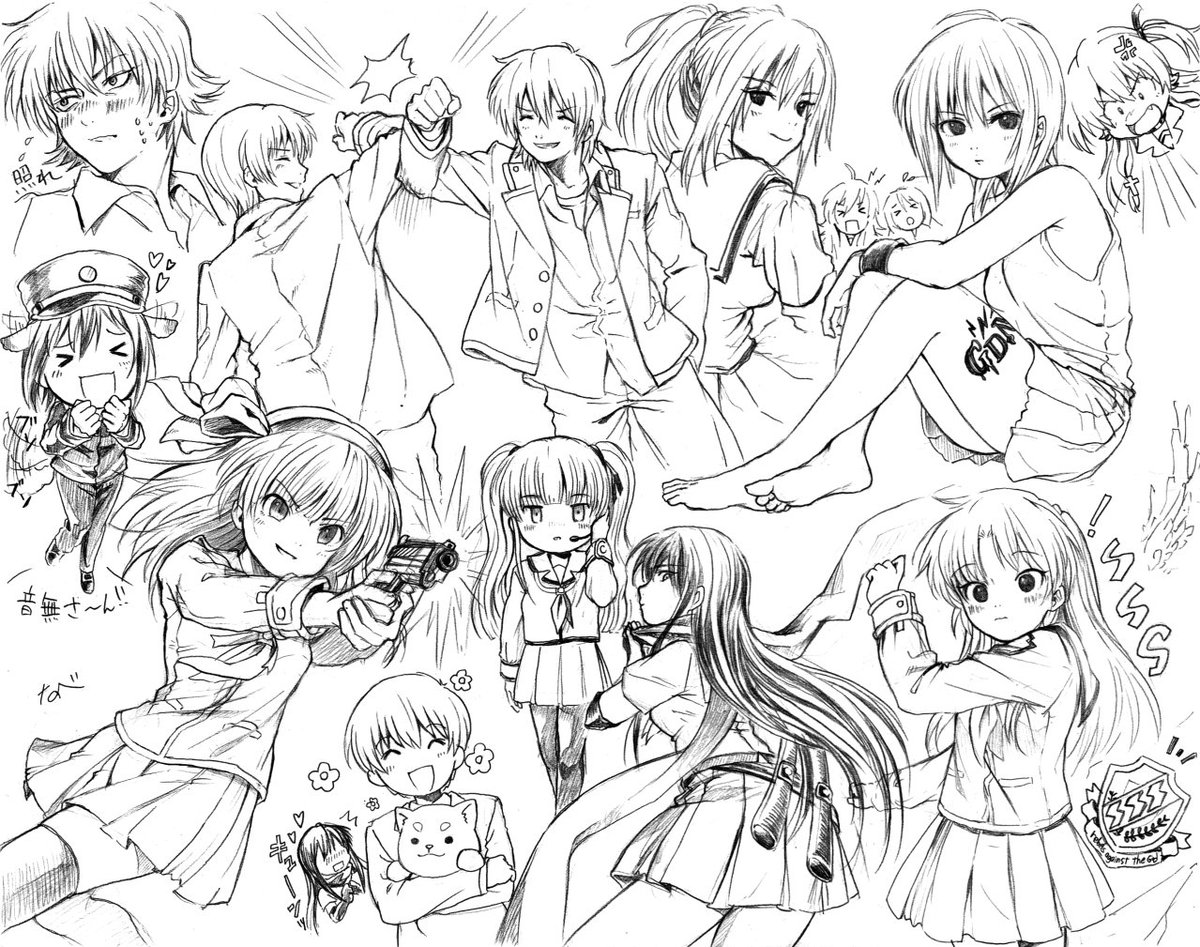 Angel Beats!
keyで1ページ埋めようと描いてたらABだけで埋まった☺️初描きの子もたくさん 