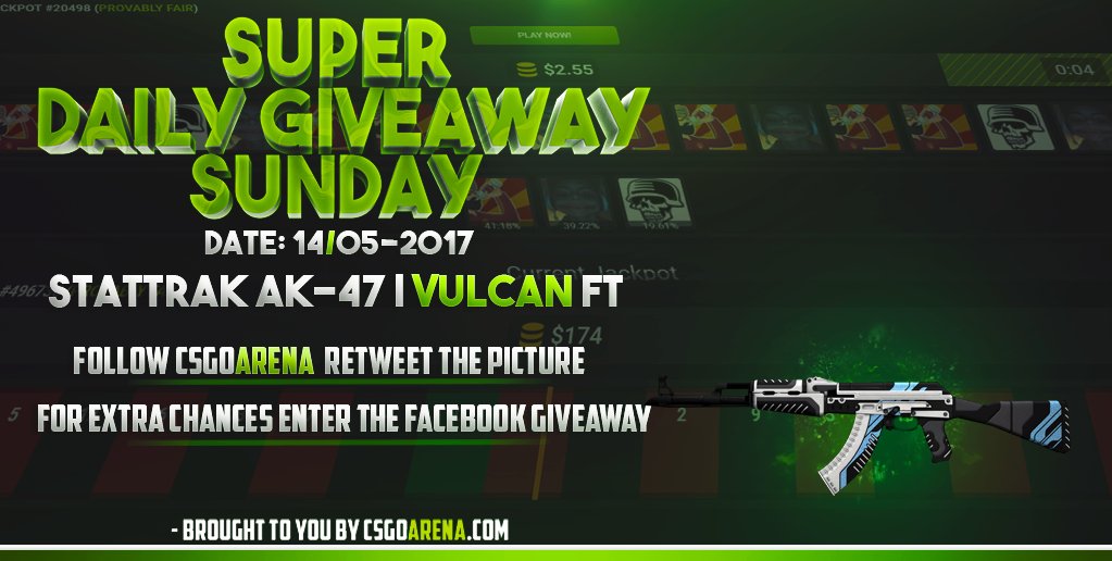 CSGOArenaGG's tweet photo. Daily Giveaway RT + follow @CSGOArenaGG to enter! We'll be giving away 
StatTrak™ AK-47 | Vulcan FT GL&amp;HF ❤️ https://t.co/j38tdxfbCq