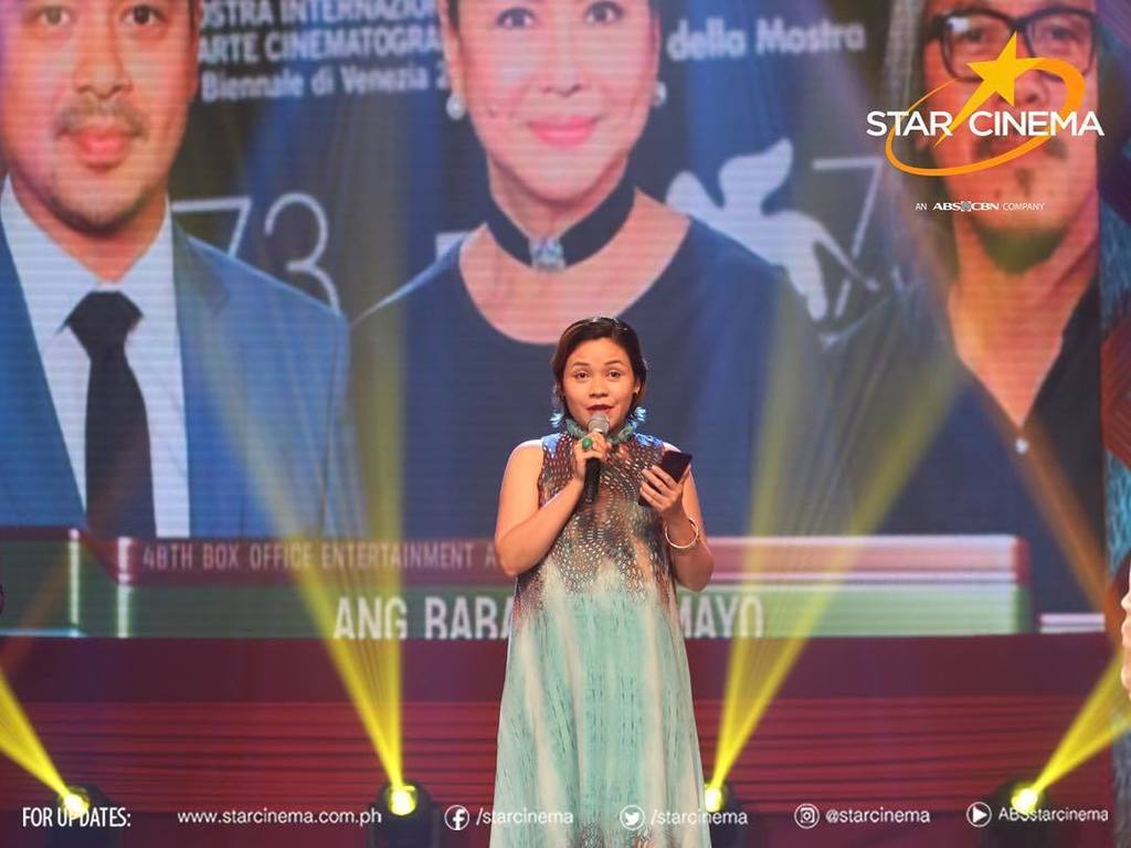 StarCinema's tweet photo. #AngBabaengHumayo Global Achievement Awardee at the #48thBoxOfficeEntertainmentAwards https://t.co/67IKFaVoqi
