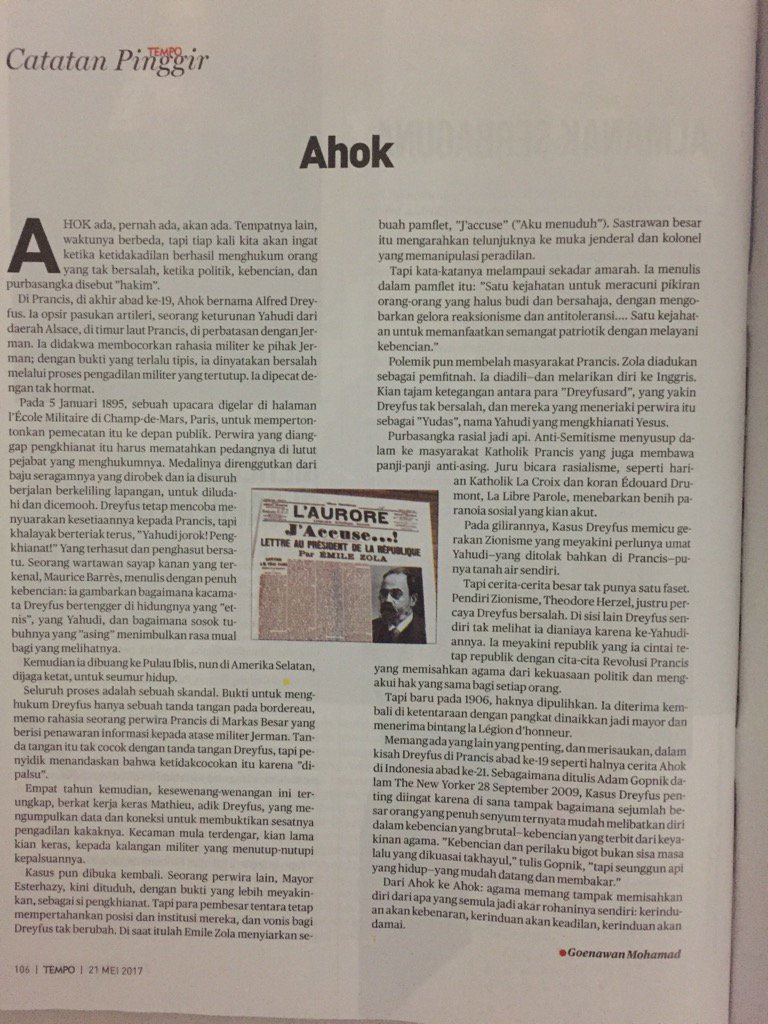 Catatan Pinggir dalam Majalah Tempo nomor pekan ini.