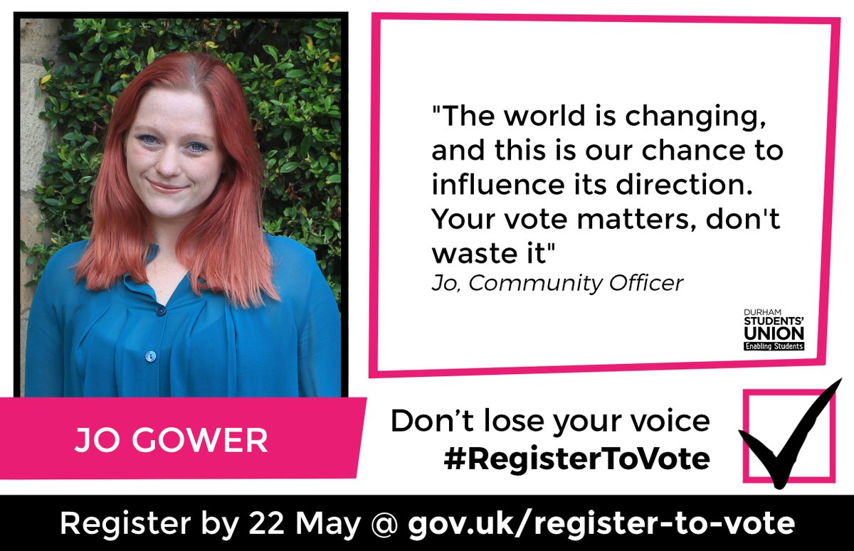 'Your vote matters, don't waste it' - #RegisterToVote for the #GE2017 now gov.uk/register-to-vo… @DurhamSUComm