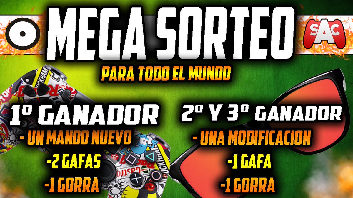 🔥MEGA SORTEO🔥(todo el mundo)
RT a este tweet y seguir a:
- @MandosSAC
- @theurbancamo
- @rumian23

🎮3 GANADORES 👓
Finaliza el 5 de JUNIO!