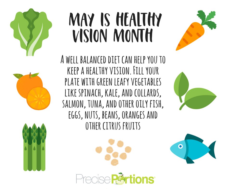 May is healthy vision month! 🥕🍃🍊🐟 #PrecisePortions #May #VisionMonth #HealthyFood #Fruits #Veggies #Nutrition #HealthyLifeStyle