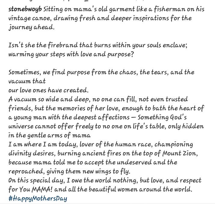 DeDegraft's tweet photo. #WordOfInspiration wid much Respek n Care to our Mother's  by The African Dancehall King @stonebwoyb https://t.co/dglOFTa4xp