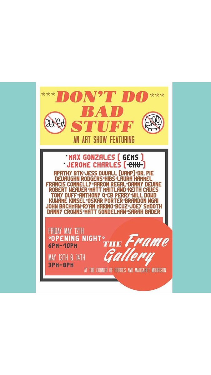 BOOMConcepts's tweet image. Today&apos;s your last chance to see #DontDoBadStuff at the @theFRAMEgallery 3-8PM at @CarnegieMellon featuring many BOOM artists