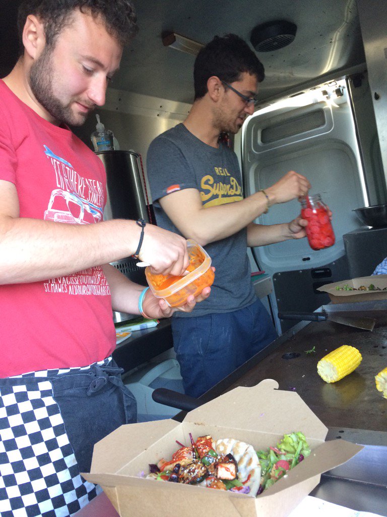 Having a lovely salmon and king prawn kebab <a href="/HookedVan/">Hooked</a> #rhosneigr #anglesey