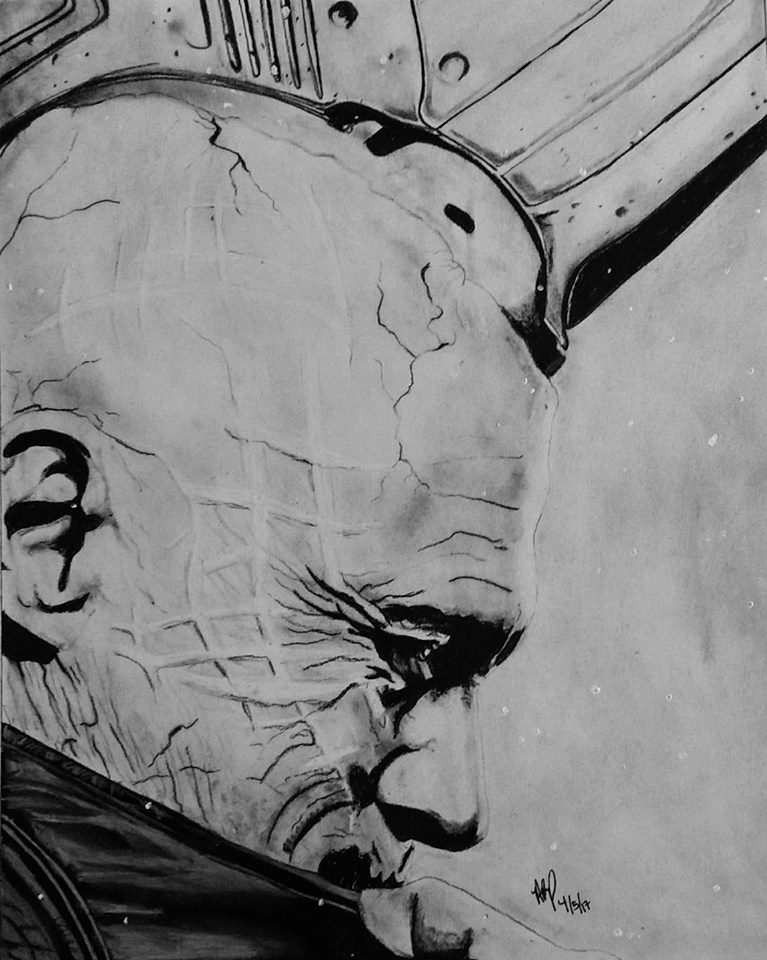 paintedviolin's tweet photo. @RookerOnline I can't do colors that well, so here's a b/w #Yondu drawing from #GotGVol2.  #MichaelRooker https://t.co/0qZELw82P8