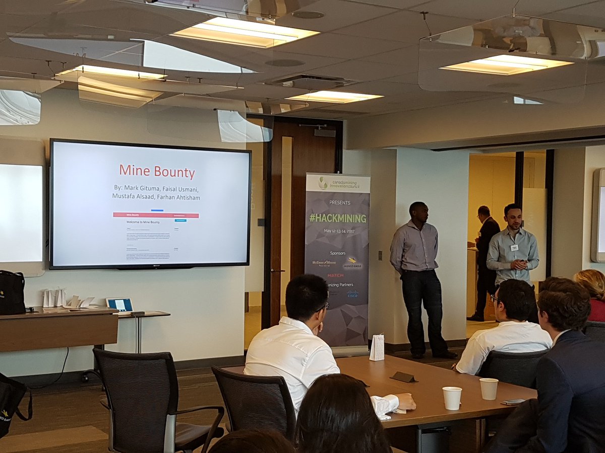 cweatherell's tweet photo. Mine Bounty, multidisciplinary team @hackmining #hackmining @ryersonsci https://t.co/tQUbiF2frx