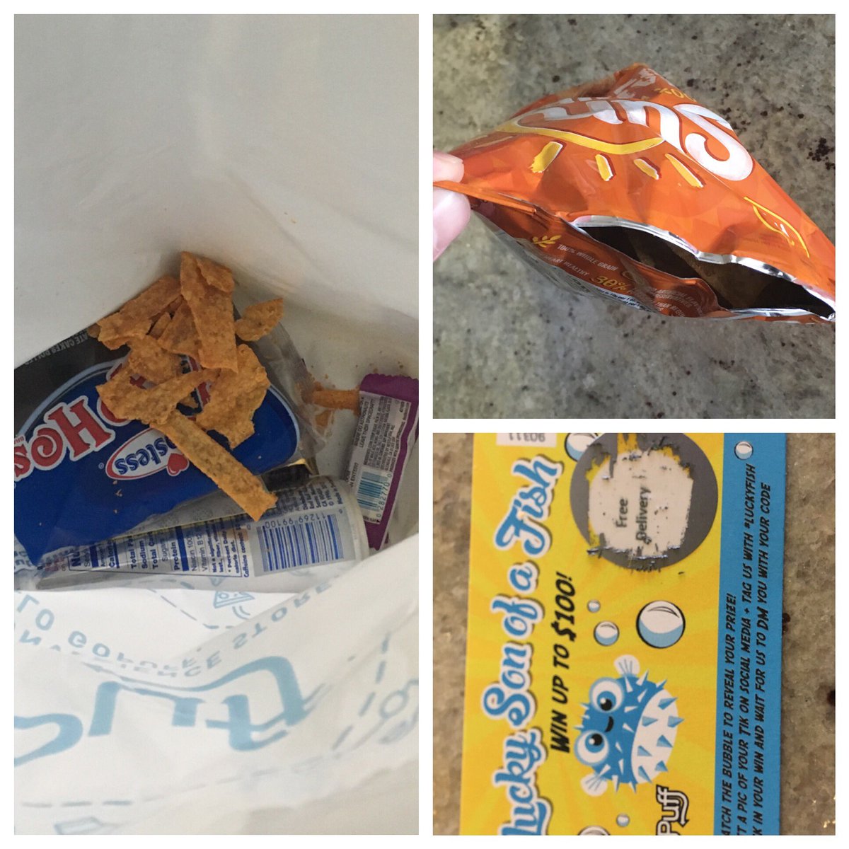GregNotMila's tweet photo. @gopuff awesome service.. #unluckyfish #brokemyeggslasttime #deletedtheapp https://t.co/w1O2WLmF7Q