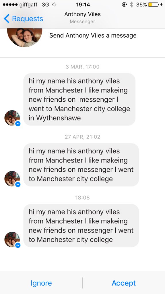 SLK__'s tweet image. What the f is this guys beef 🤕 seriously wants to be my new messenger friend 🤒