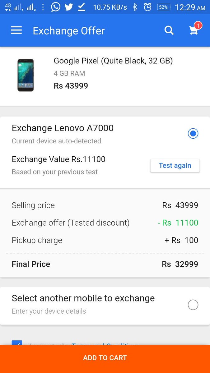 TheGeekOxide's tweet photo. @Flipkart giving ₹11100 for my 2 year old Lenovo A7000 https://t.co/OsIWvqgAuw