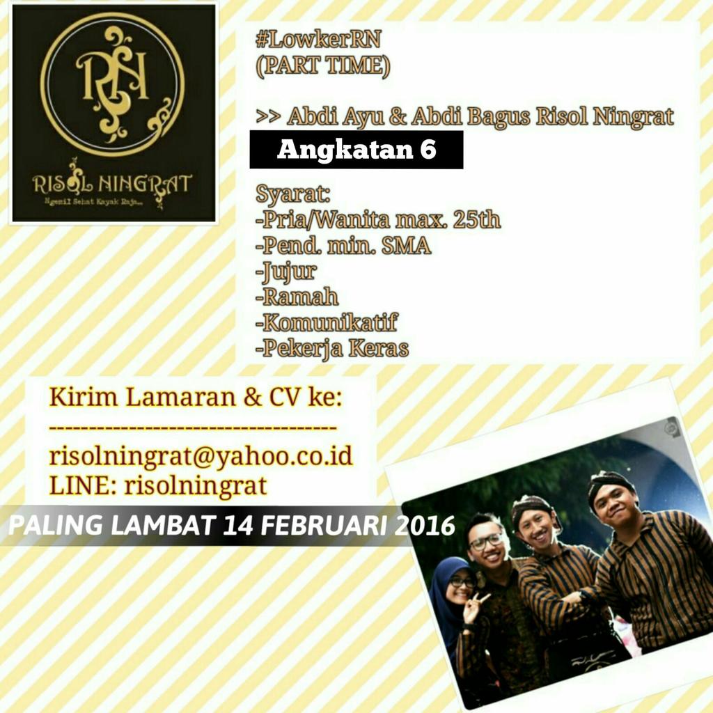 RisolNingrat's tweet photo. Dicari Partimer|Goodlooking|Kmunikatif |Max25th |Lamaran&amp;CV+Foto krm ke risolningrat@yahoo.co.id |CP 081804227086 https://t.co/ntXPWJoIWv