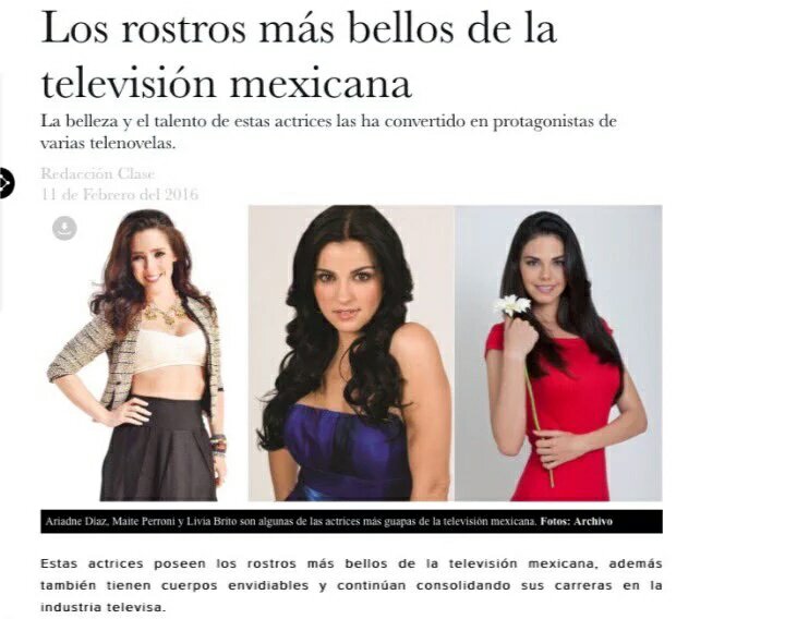 Super_Fan33's tweet photo. @AriDiazz @MaiteOficial y @LiviaBritoP en #LosRostrosMasBellos de la televisión mexicana.. 👏😘😍🙌 Vía @Revista_Clase https://t.co/cg3APDyWYx