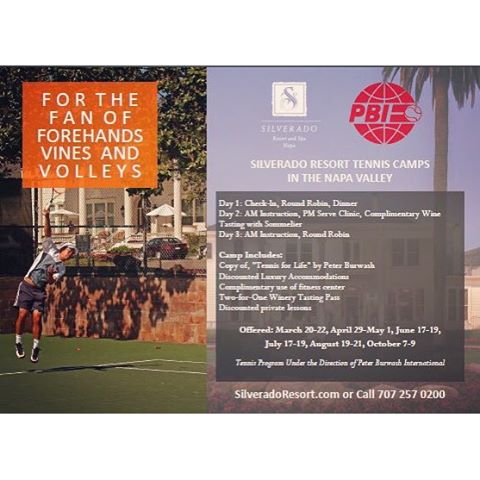 Backhands Vines &amp; Volleys Tennis Camp <a href="/SilveradoResort/">Silverado Resort</a> ow.ly/YeuWj #SilveradoResort #Napa #Tennis
