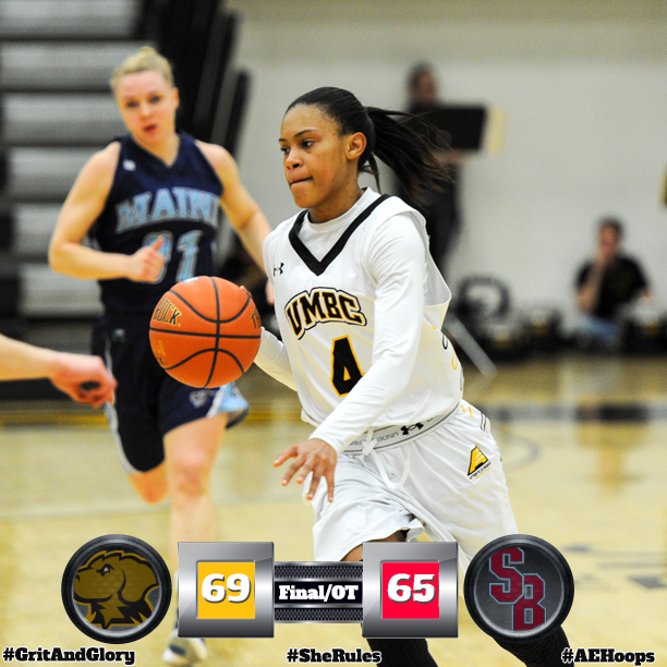 UMBCwbb's tweet photo. FINAL/OT! UMBC wins 69-65 in overtime. Wilson with 23, McCarley with 20. Retrievers move to 14-10, 5-6 AE #GoDawgs https://t.co/614L5tdjxi