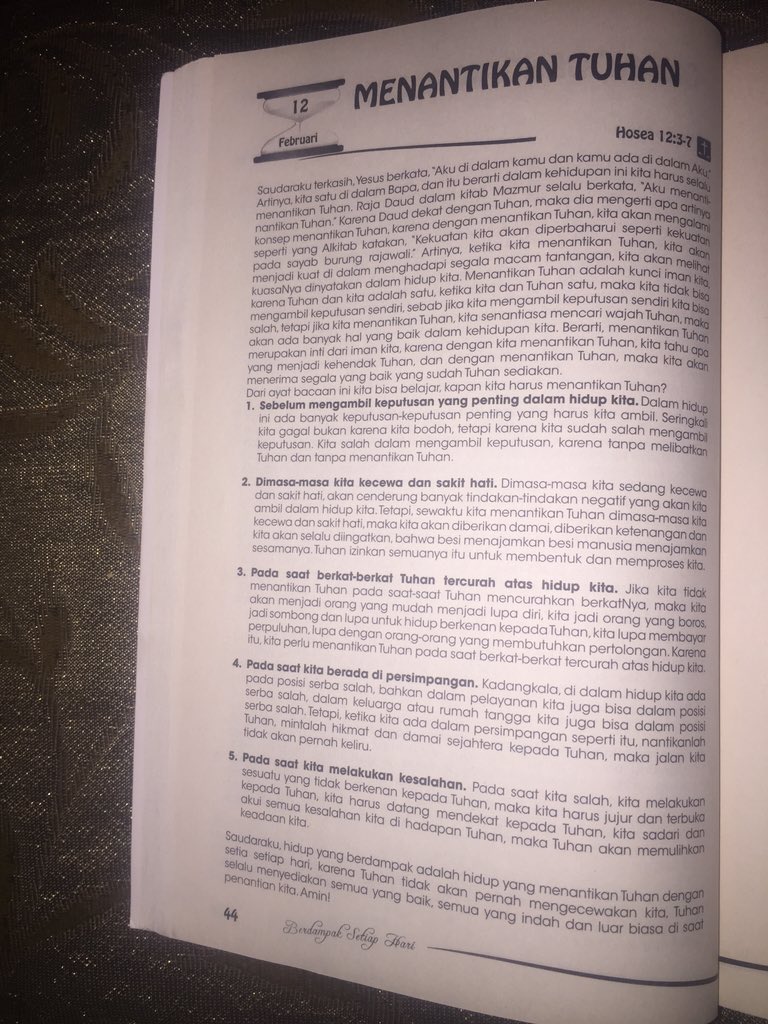 PastorGilbertL's tweet photo. Renungan Firman Tuhan hari ini, Jumat 12 Feb'16 "Menantikan Tuhan" diambil dr buku: Berdampak Setiap Hari https://t.co/uJcet2cwEt