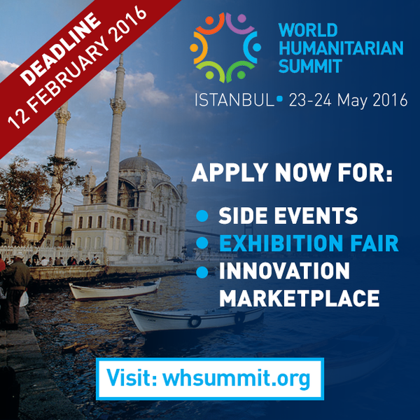 UN's tweet photo. Friday: Last day to apply for @WHSummit side events, expo &amp; Innovation hub: https://t.co/szprFnqry3 #ShareHumanity https://t.co/JUKEKlyGbI