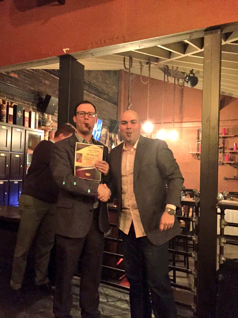 TheGCCinCLE's tweet photo. Chairman @skorey01 presenting @MikeJudge1027 with this quarter's Chairman's Choice Award! #GCCFeb https://t.co/qHaSP6e0mg
