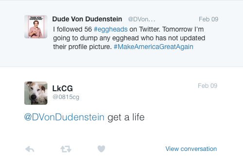 DVonDudenstein's tweet image. So @0815cg thinks I should "get a life" but I think she should get some friends! #1follower @vitasaveca #FeelTheBern