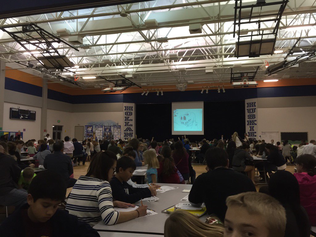 jasonabrown7's tweet photo. @BHEHuskies learning to draw with @Mark_Kistler during Art Night!  #everyonesanartist https://t.co/Nf62tAwEk8
