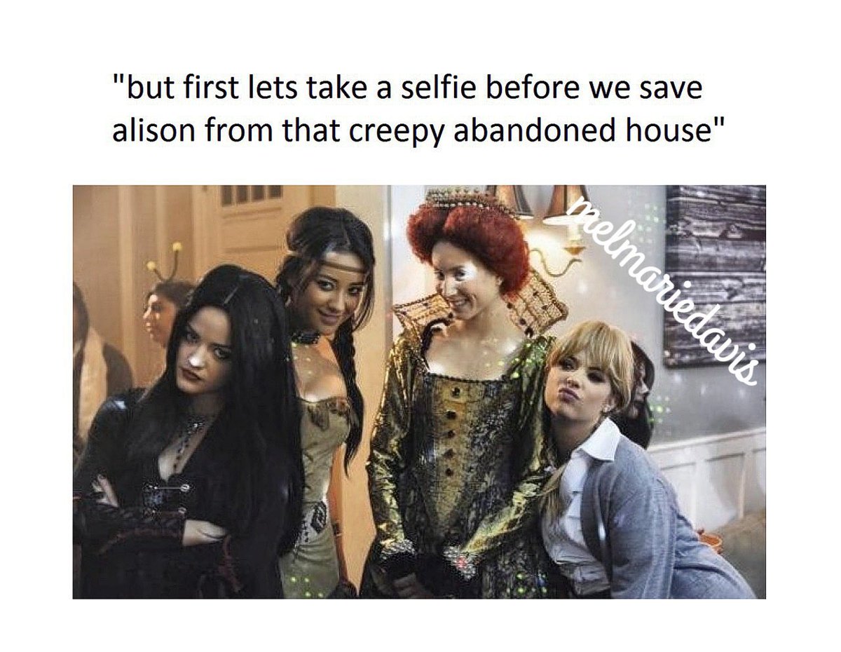 melmariedavis's tweet image. #prettylittlelairs @shaymitch @lucyhale @AshBenzo @SleepintheGardn @imarleneking @tankgirlyo @PLLTVSeries 😂❤️