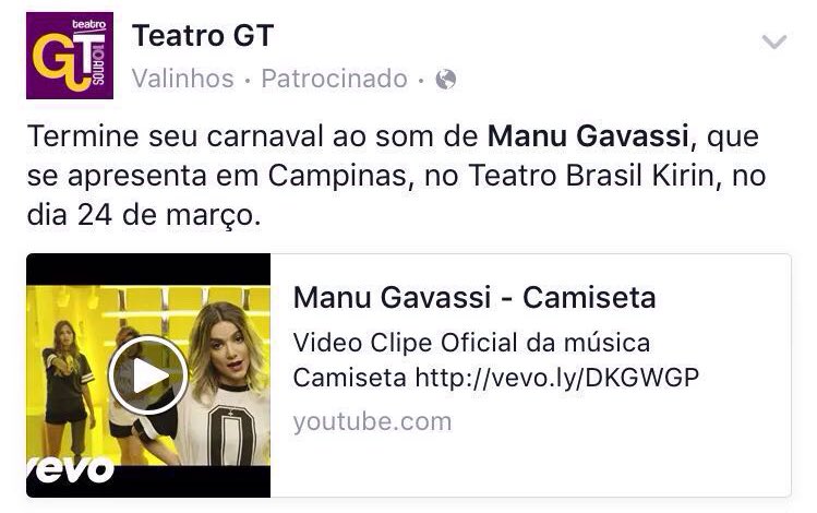 MGavassiNews's tweet photo. Nota publicada no facebook do teatro onde possivelmente Manu irá se apresentar em Campinas. https://t.co/IsEiMLj1kz