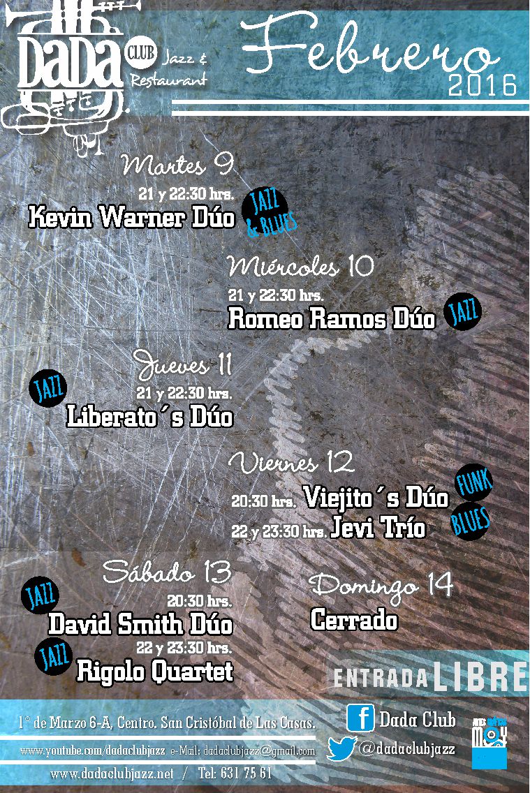 DadaClubJazz's tweet photo. Amigxs les compartimos nuestra cartelera semanal para que consulten sus eventos favoritos.
@EnTuxtla2 @SanCrisRT https://t.co/22XCdThcKc